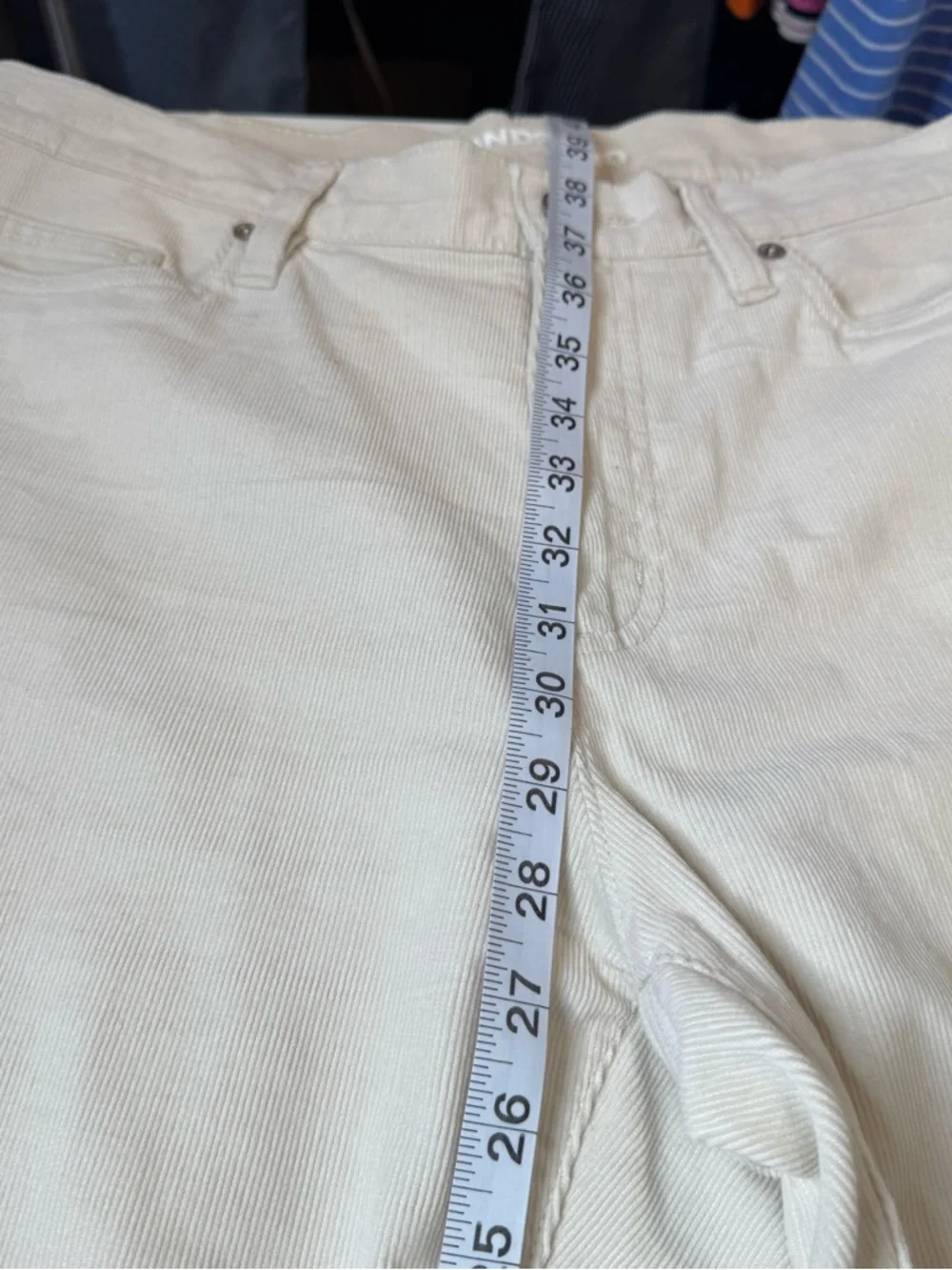 Lands’ End cream Corduroy Pants Petite 12 Stretch Straight Leg Classic - Picture 6 of 11